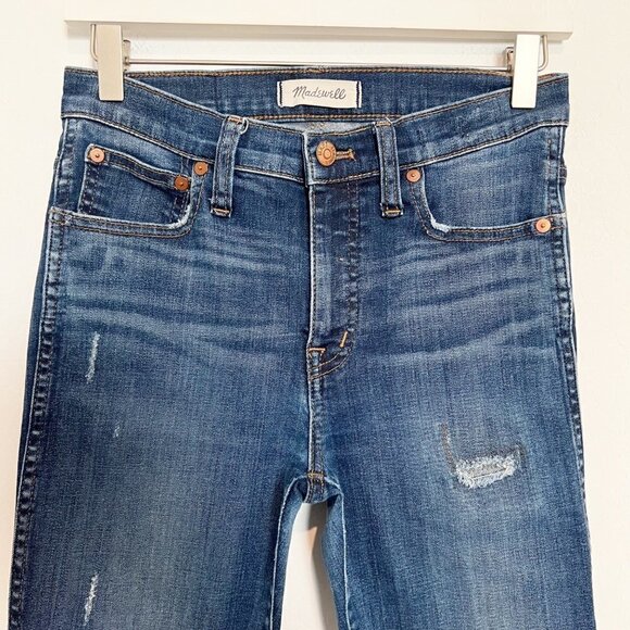 Madewell Denim 9" High Rise Skinny Jeans Distressed Edition G7190 Blue Size 27 - Picture 4 of 11
